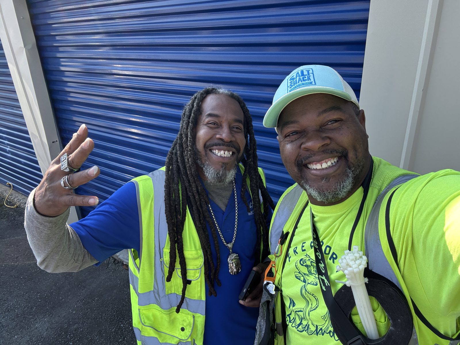 Amos Ross III on site with a fellow technician